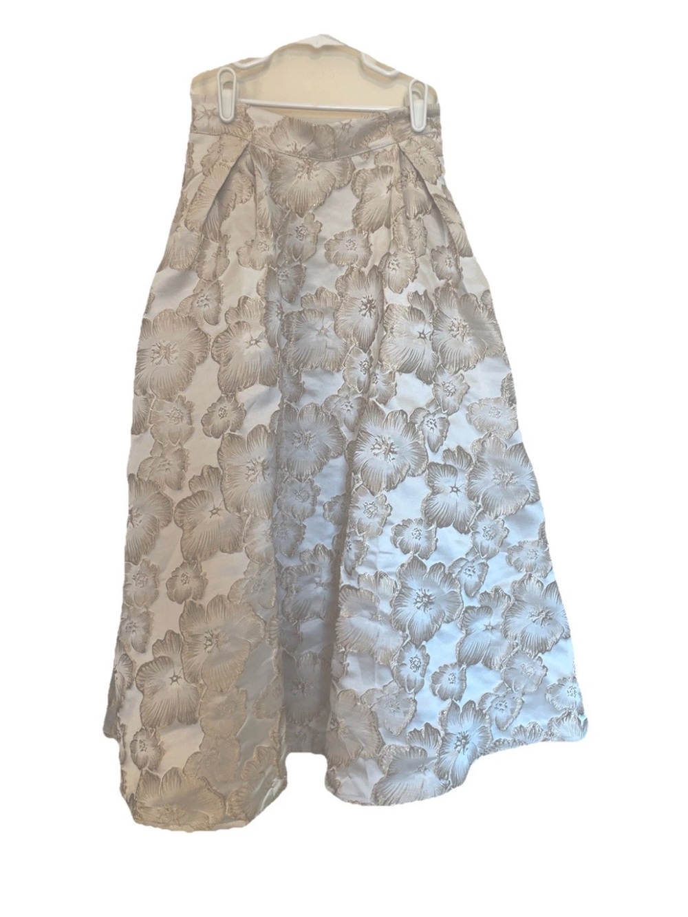 Elegant Cream Floral Jacquard Midi Skirt ChickWish Thriving Golden Blossom - Picture 4 of 6